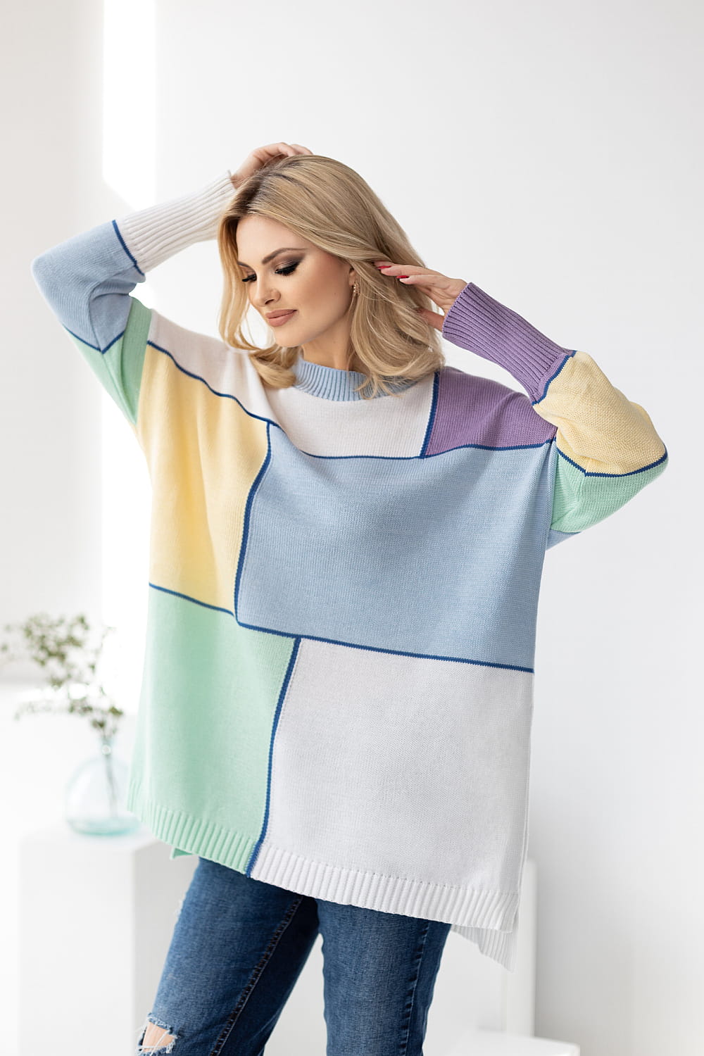 Jumper Women Comfort-Sweaters, Pullovers, Jumpers, Turtlenecks, Boleros, Shrugs-PeeKaBoo-multicolor-one-size-fits-all-Urbanheer