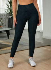 Textured High Waist Active Leggings-Street 360-Black-S-Urbanheer