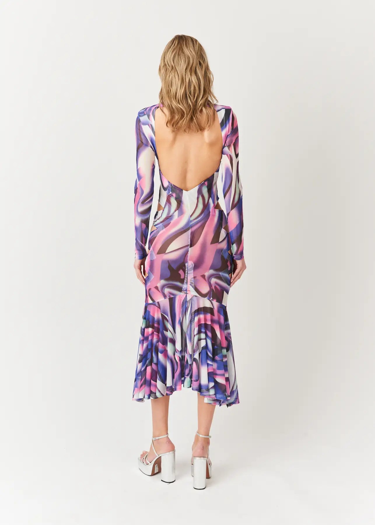 Luna High Neck Semi Sheer Maxi Dress-Amy Lynn-S-Multi-Urbanheer