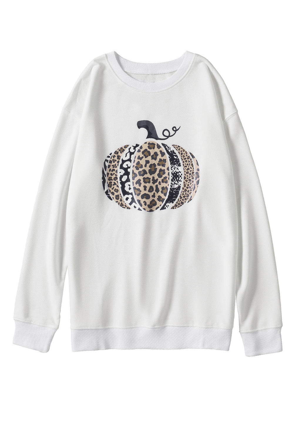 Animal Print Halloween Pumpkin Sweatshirt-UHXC-White-(US 4-6)S-Urbanheer