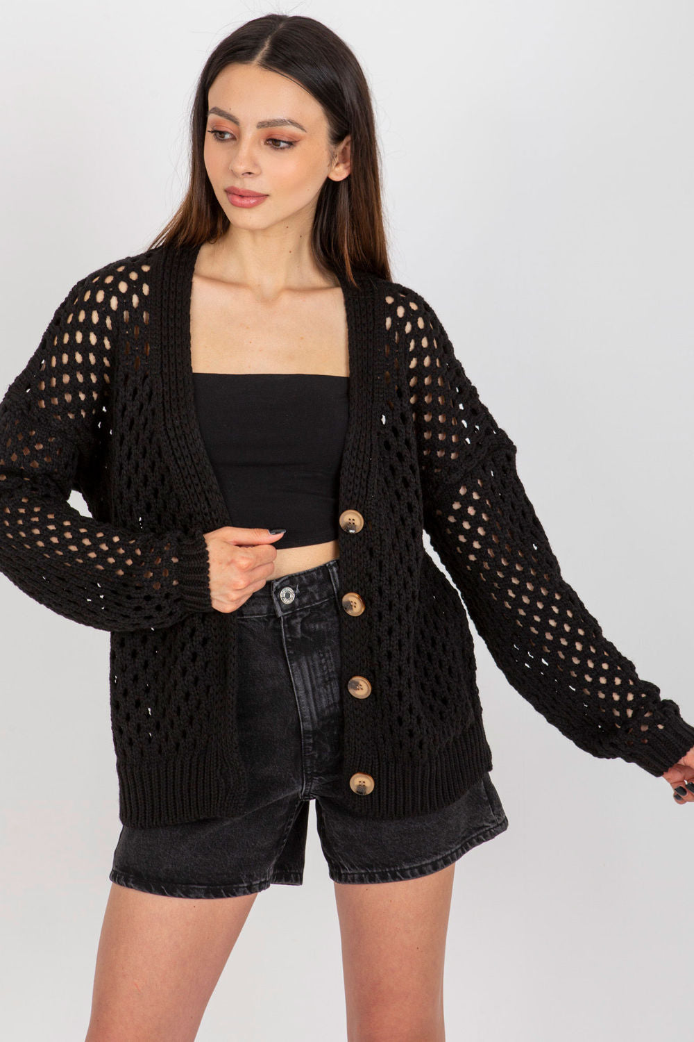Women Cardigan 181552 Badu-Badu-black-one-size-fits-all-Urbanheer