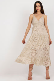 Women Lace Dress With Adjustable Straps-Och Bella-beige-L-Urbanheer