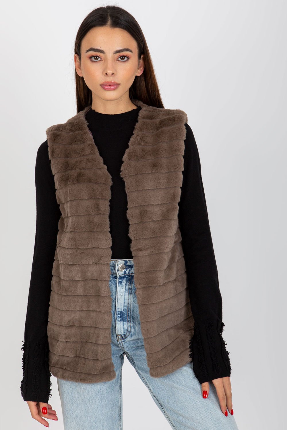 Women Women Gilet All Day Elegance-Och Bella-brown-L-Urbanheer