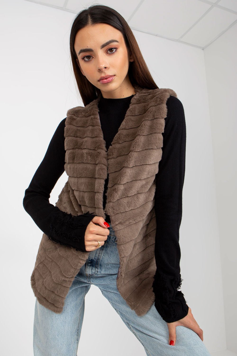 Women Women Gilet All Day Elegance-Och Bella-brown-L-Urbanheer