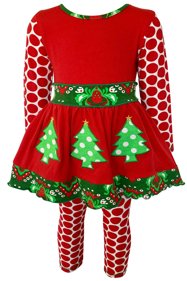 AnnLoren Girls Boutique Winter Holiday Red Green Damask Dress and Legging Set sz 2/3T-9/10-AnnLoren-Urbanheer