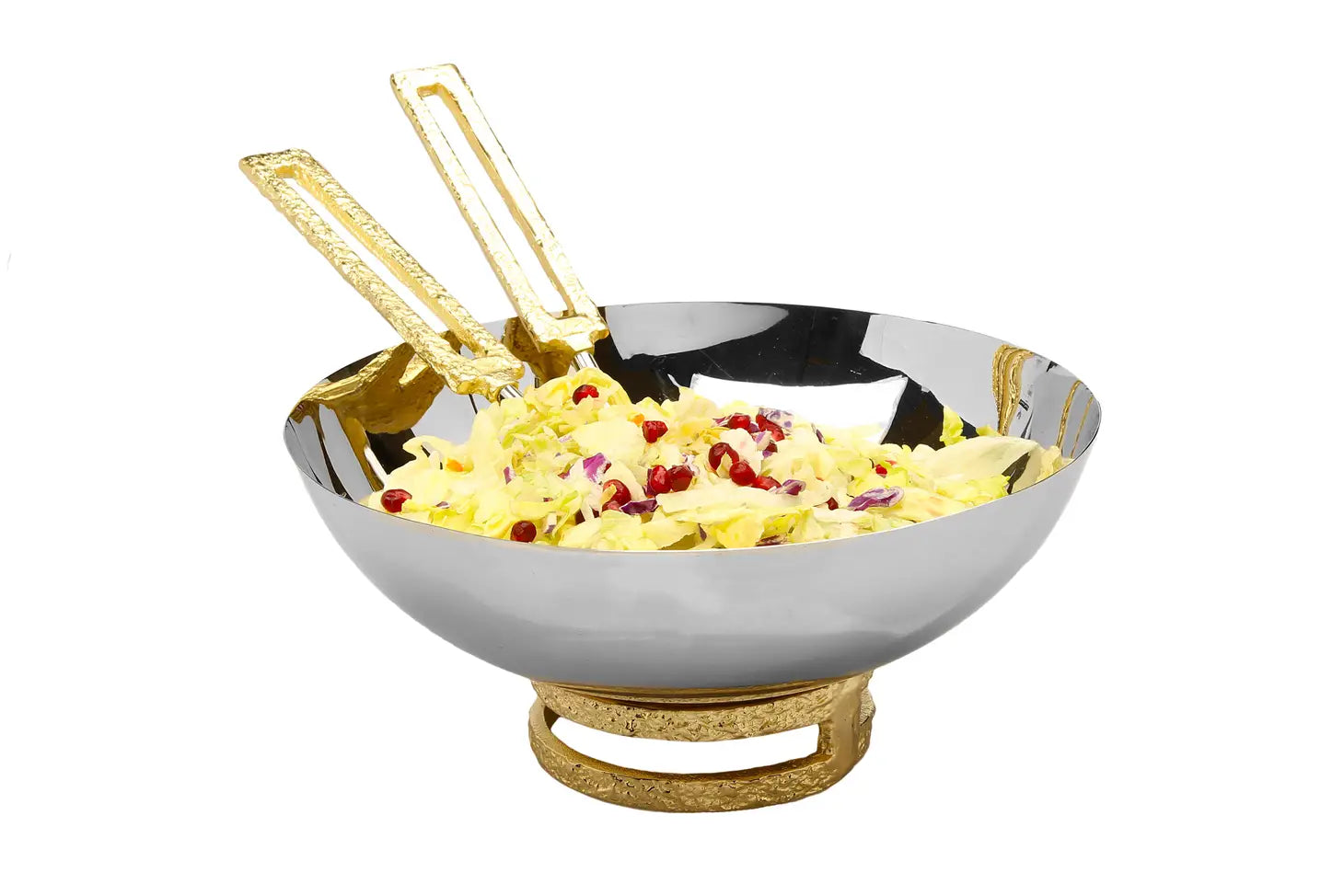 Salad Servers With Square Gold Loop Handles-CLASSIC TOUCH DECOR INC.-Urbanheer