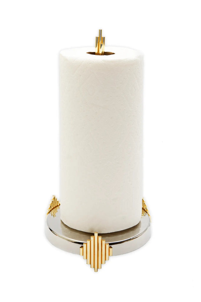 Paper Towel Holder With Gold Symmetrical Design.-CLASSIC TOUCH DECOR INC.-Urbanheer
