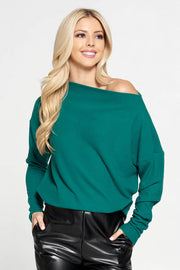 Green Knit Off the Shoulder Top.-Renee C.-S-Urbanheer