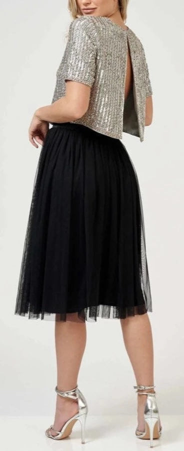 Beatle Grey Bridesmaid Top.-lace and beads-UK 8-Urbanheer