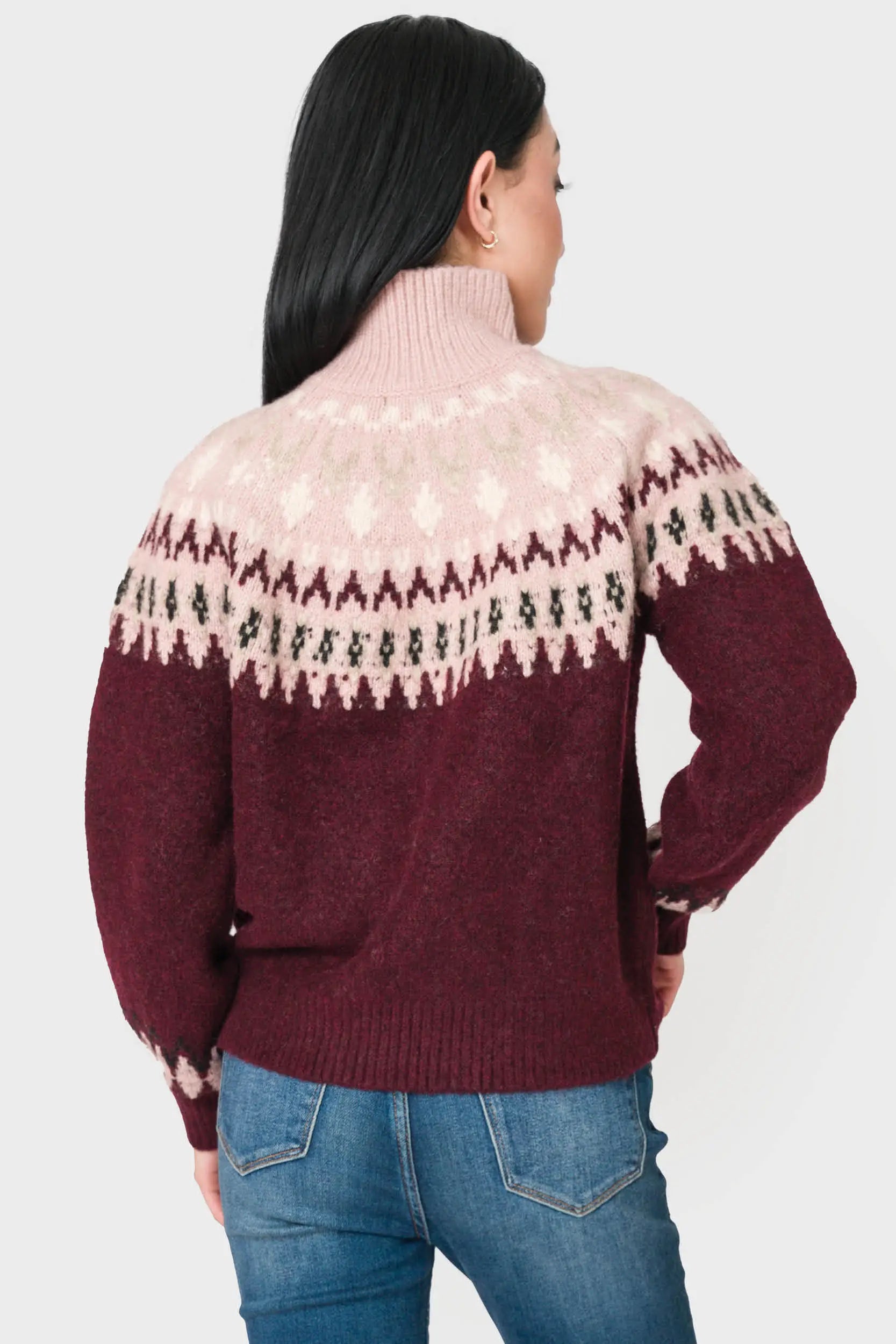 Mock Neck Fair Isle Sweater-Gibsonlook-XXS-Urbanheer