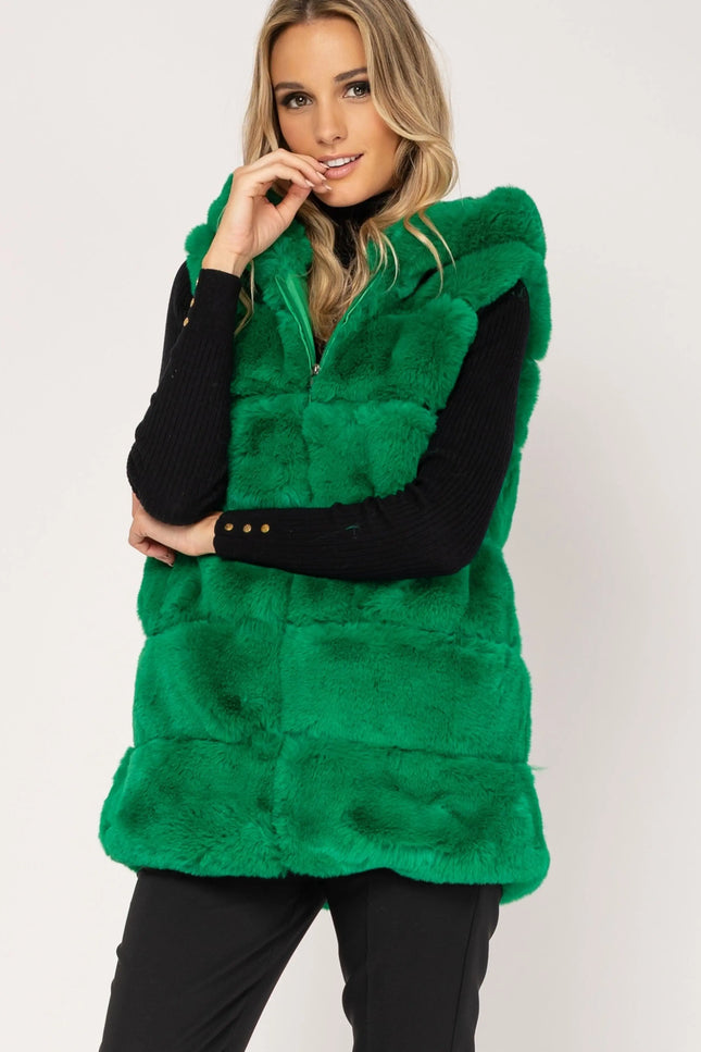 New Fur Vest Coat - Green-Tantra-Urbanheer