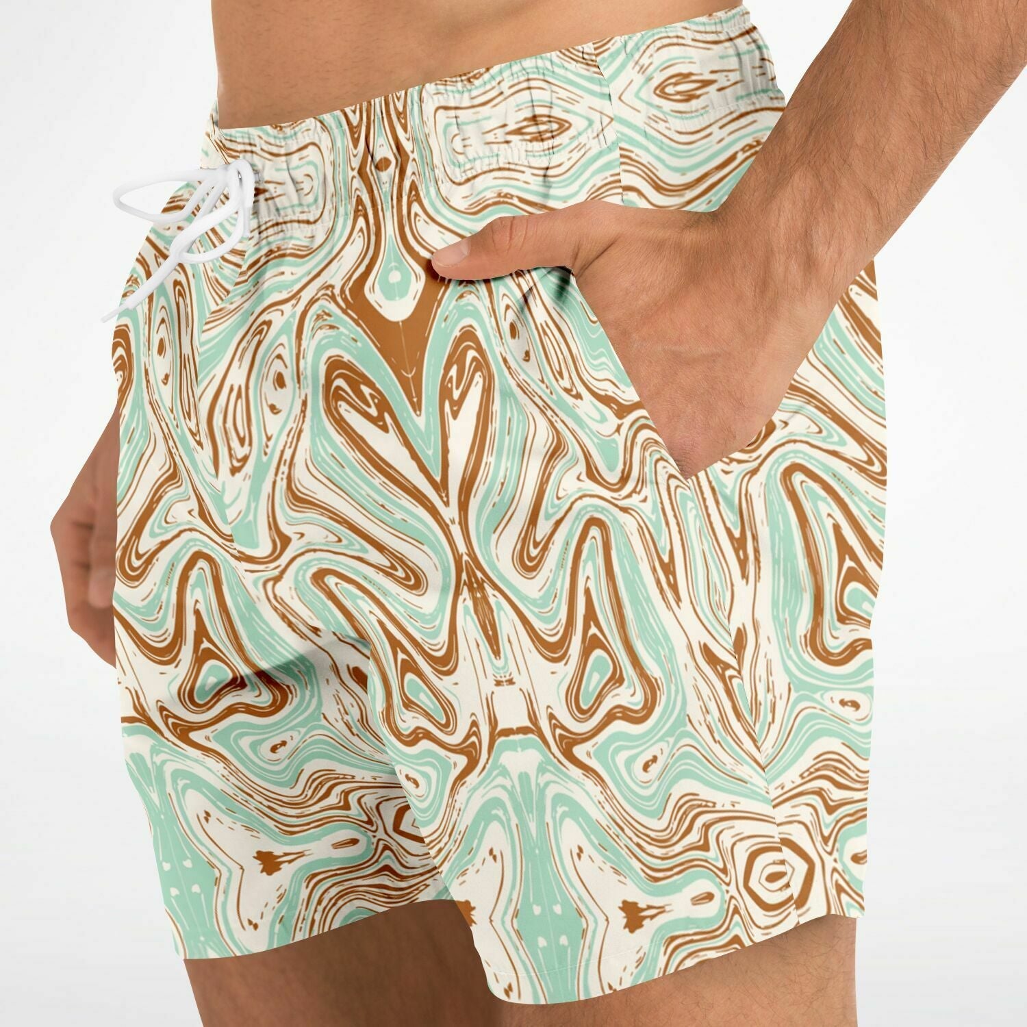 Caramel Marble 5.5" Men Swim Shorts-Subliminator-XS-Urbanheer