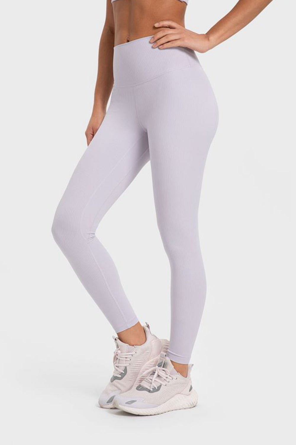 Highly Stretchy Wide Waistband Yoga Leggings-Street 360-Lilac-4-Urbanheer