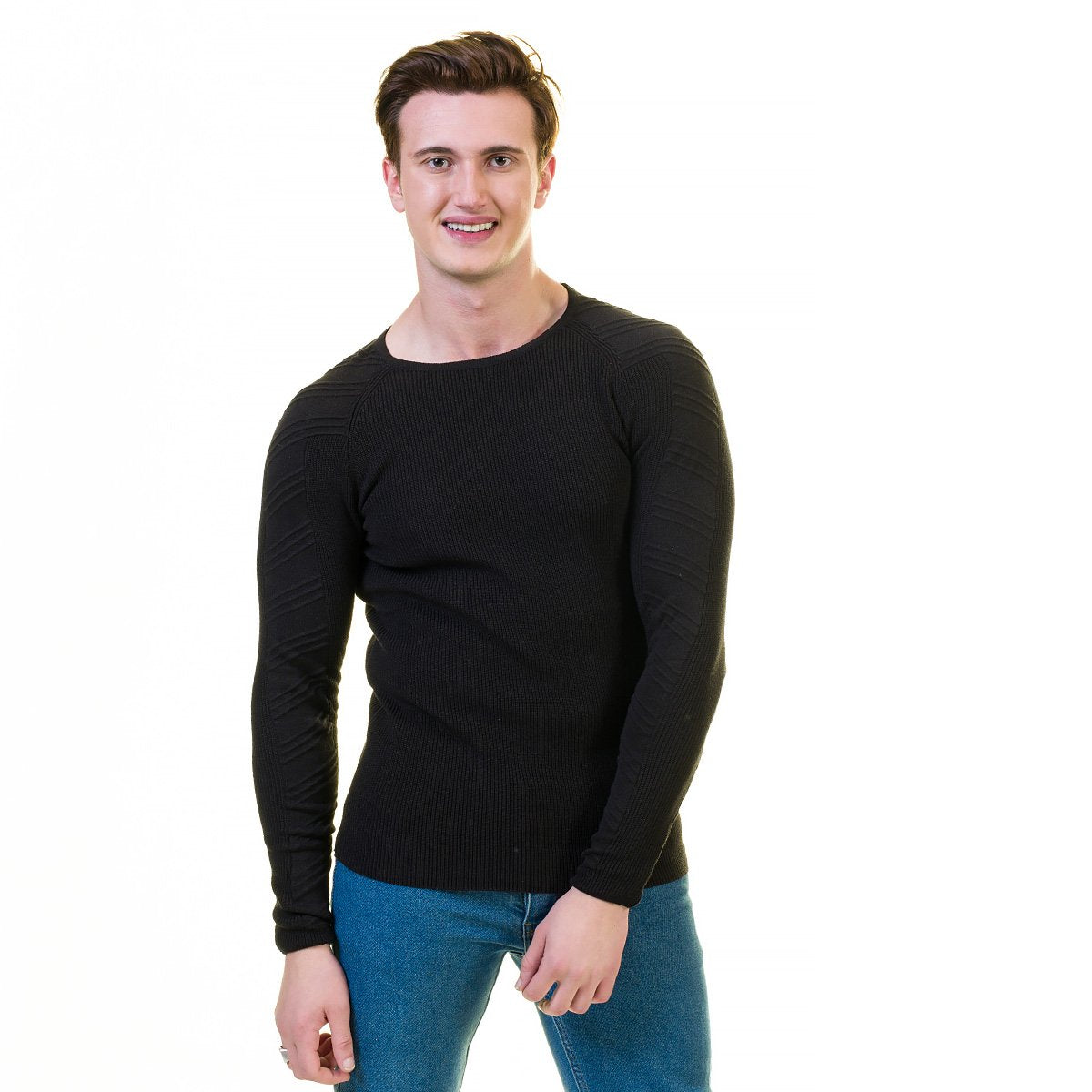 Black Wool Luxury Zippered With Sweater Jacket Warm Winter Tailor Fit-Emerald Uranus-L-Urbanheer