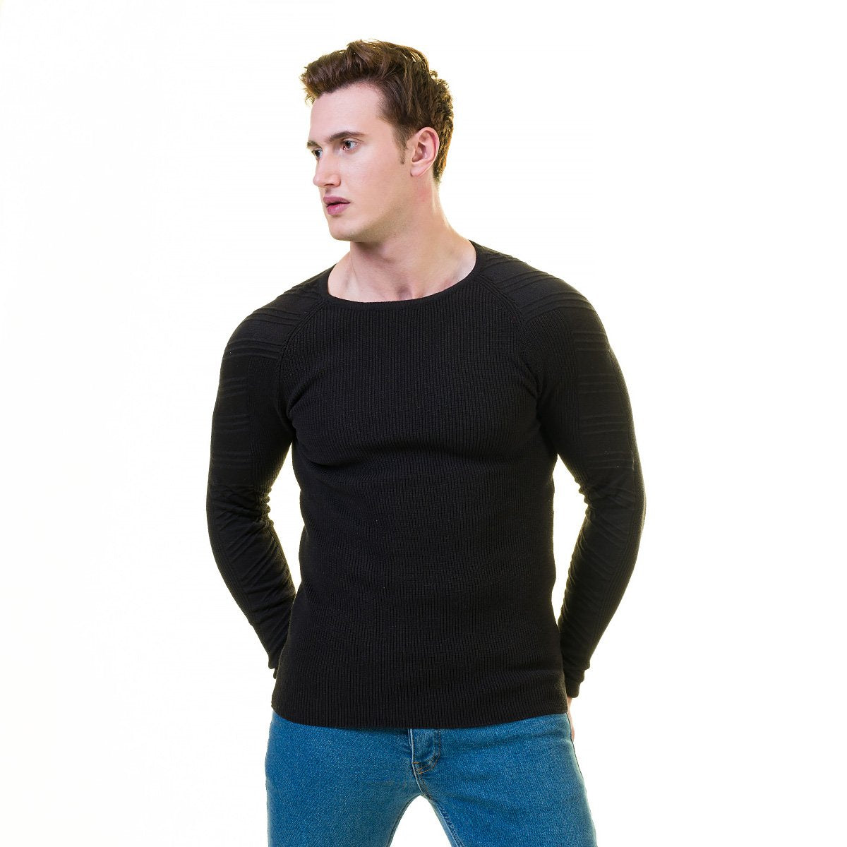 Black Wool Luxury Zippered With Sweater Jacket Warm Winter Tailor Fit-Emerald Uranus-L-Urbanheer
