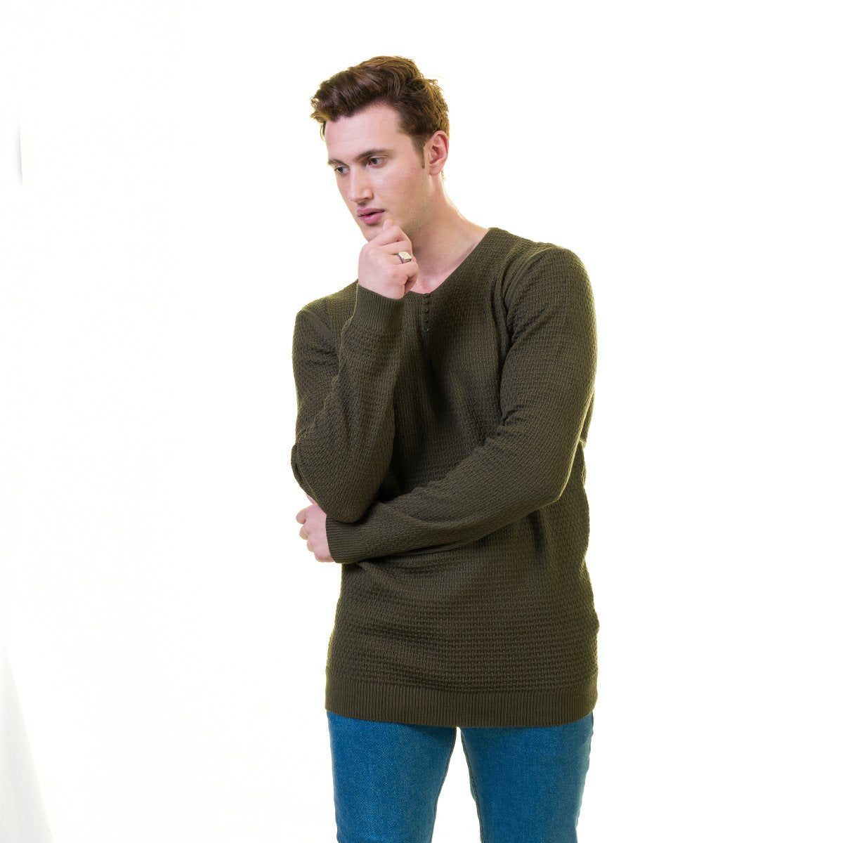 Green European Wool Luxury Zippered With Sweater Jacket Warm Winter-Emerald Uranus-L-Urbanheer