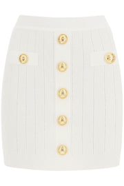 Balmain Knit Mini Skirt With Embossed Buttons-Balmain-36-Urbanheer