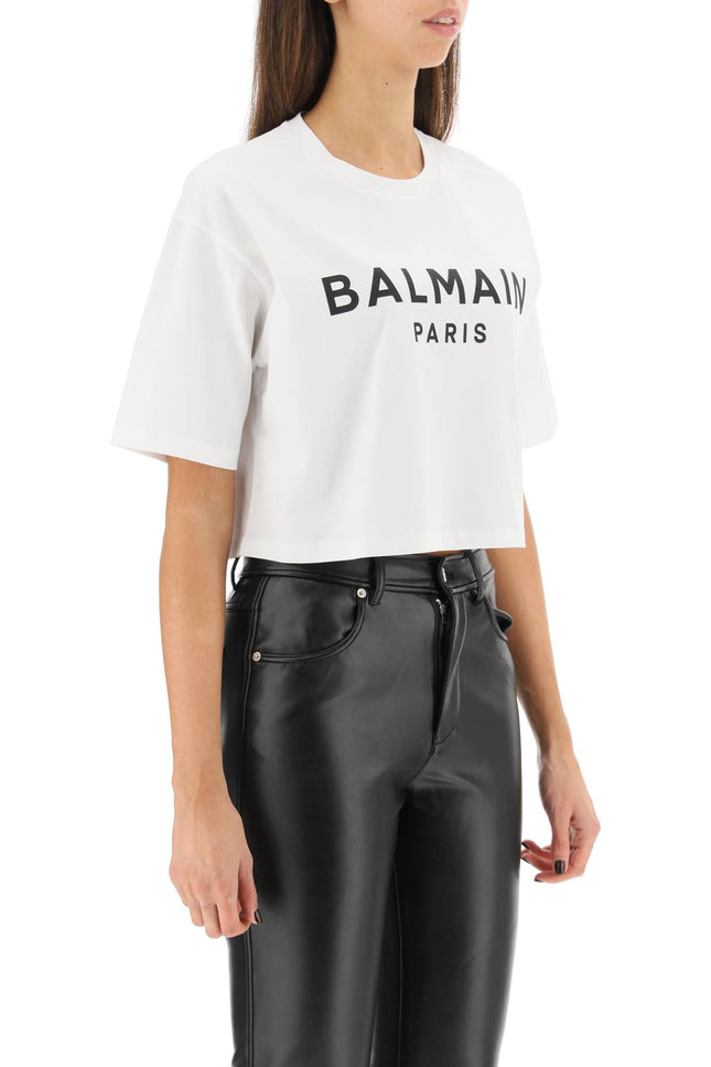Balmain logo print boxy t-shirt-Balmain-Urbanheer
