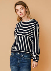 Stripe Dolman Sweatshirt In Midnight Stripe-Lemon Hera-L-Midnight stripe-Urbanheer
