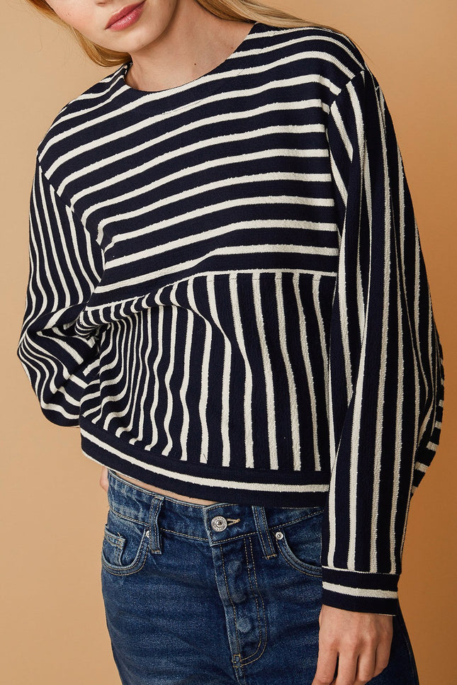 Stripe Dolman Sweatshirt In Midnight Stripe