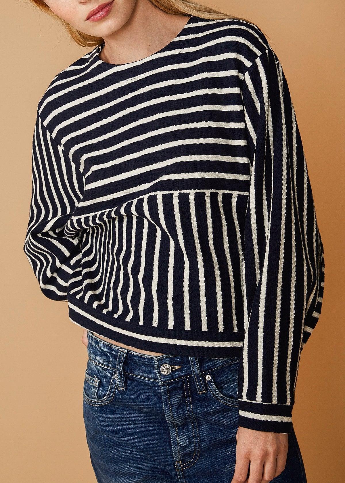 Stripe Dolman Sweatshirt In Midnight Stripe-Lemon Hera-L-Midnight stripe-Urbanheer