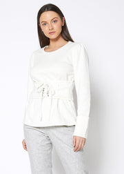 Women's Corset Tie Sweatshirt-Lemon Hera-L-Urbanheer
