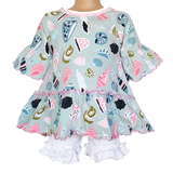 AnnLoren Little & Big Girls Seashell  3/4 Angel Sleeve Cotton Knit Shirt
