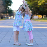 AnnLoren Little & Big Girls Unicorns Rainbow Dress & Pink Swirl Leggings Outfit