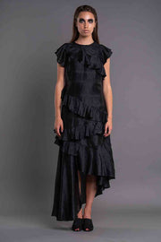 Infinity Ruffled Dress-DAG DAI-XS-Black-Urbanheer