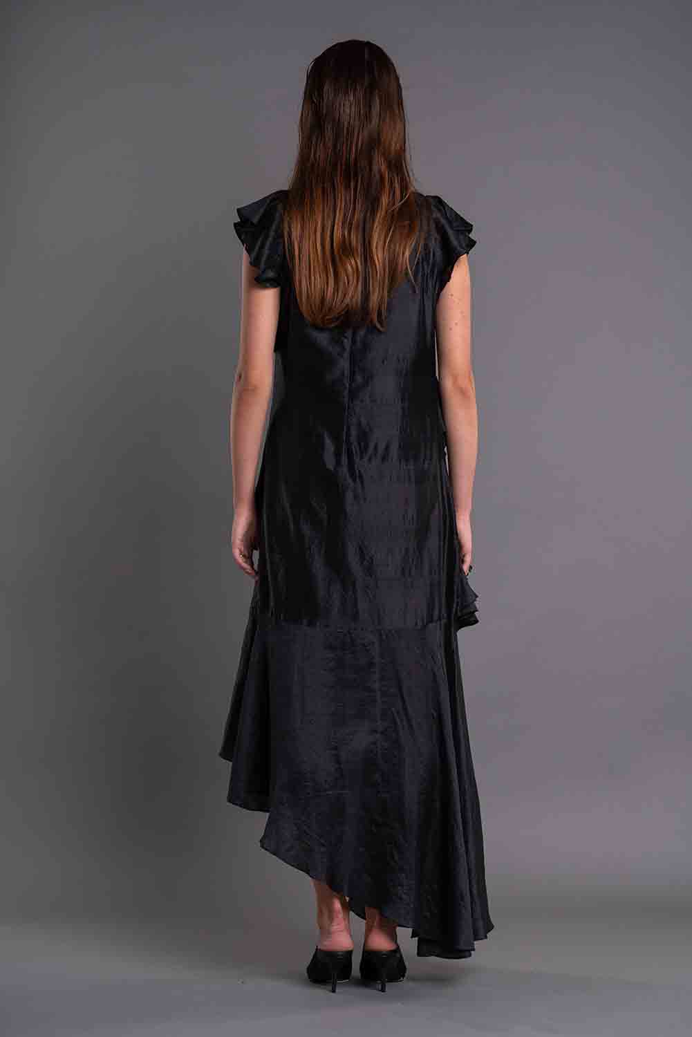 Infinity Ruffled Dress-DAG DAI-XS-Black-Urbanheer