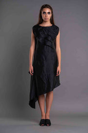 Asymmetrical Ruffled Dress-DAG DAI-XS-Black-Urbanheer