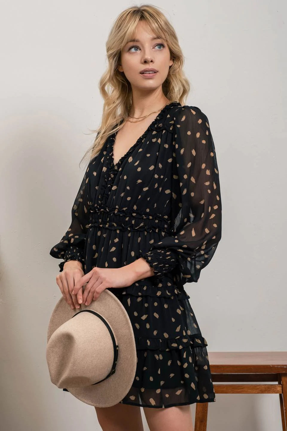 Brush Stroke Mini Dress-Blu Pepper-S-Urbanheer