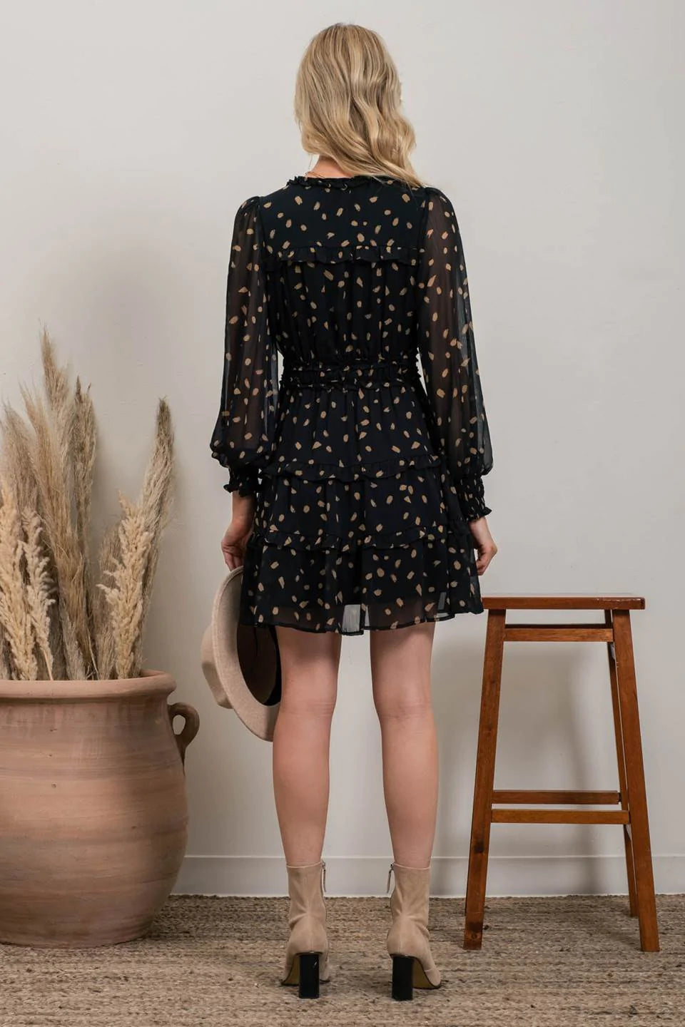 Brush Stroke Mini Dress-Blu Pepper-S-Urbanheer