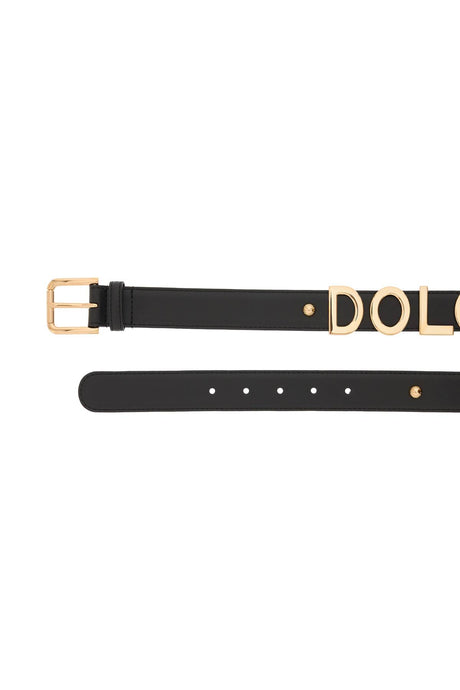 Dolce & gabbana lettering logo leather belt