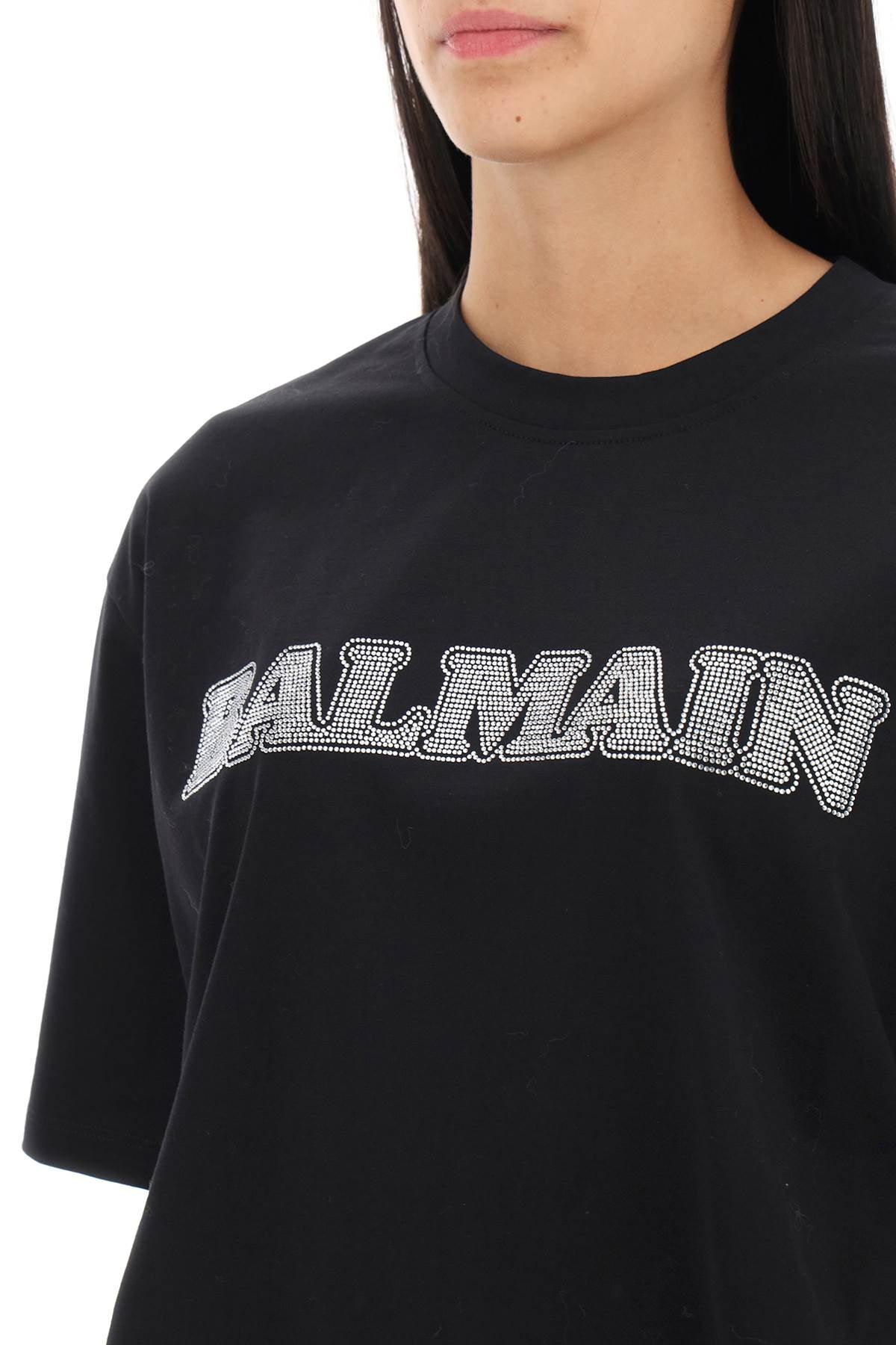 Balmain Rhinestone-Studded Logo T-Shirt-Balmain-M-Urbanheer