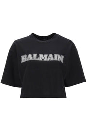 Balmain Rhinestone-Studded Logo T-Shirt-Balmain-M-Urbanheer