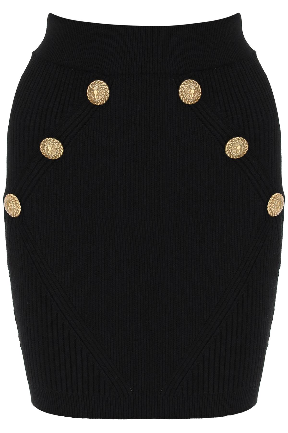 Balmain Knit Mini Skirt With Embossed Buttons-Balmain-36-Urbanheer