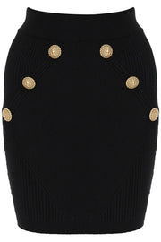 Balmain Knit Mini Skirt With Embossed Buttons-Balmain-36-Urbanheer