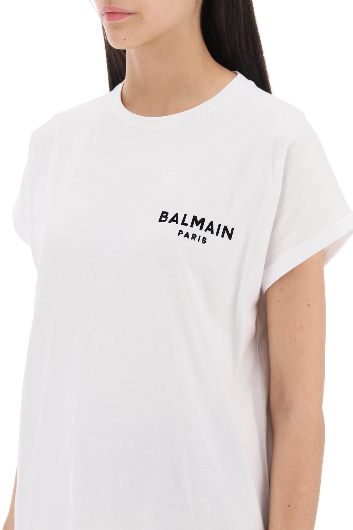 Balmain T-Shirt With Flocked Logo Print-Balmain-L-Urbanheer