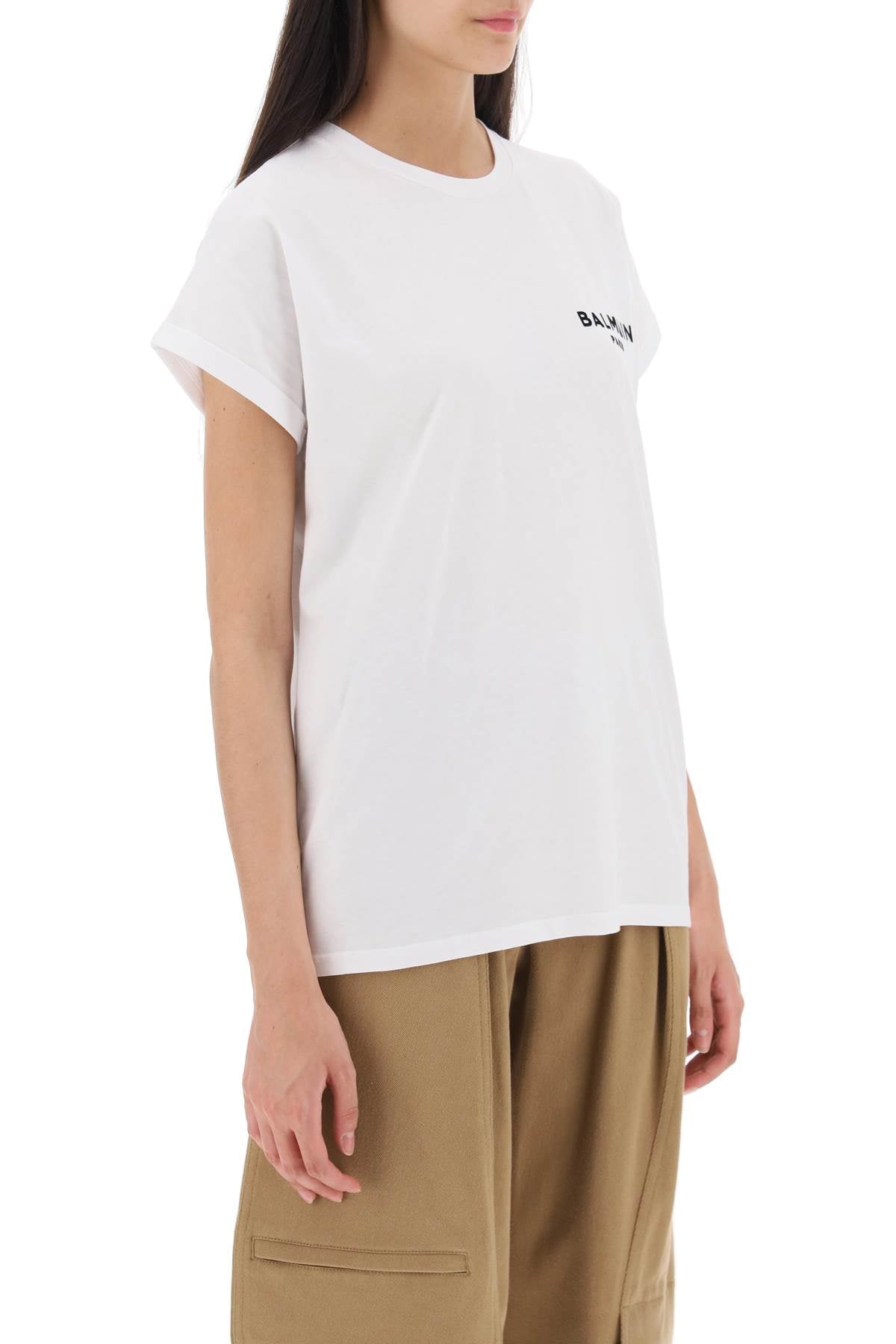 Balmain T-Shirt With Flocked Logo Print-Balmain-L-Urbanheer