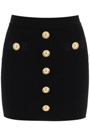 Balmain Knit Mini Skirt With Embossed Buttons-Balmain-40-Urbanheer