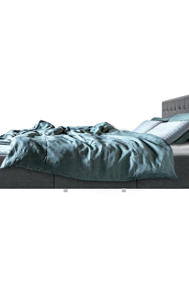 Artiss Avio Bed Frame Fabric Storage Drawers - Grey Queen-Artiss-Urbanheer