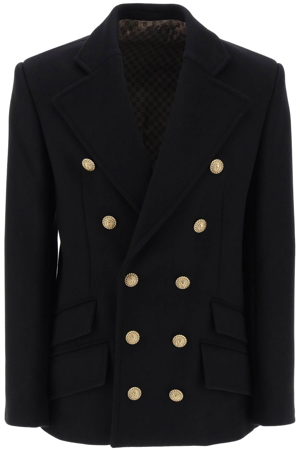 Balmain Double-Breasted Wool Peacoat-Balmain-50-Urbanheer