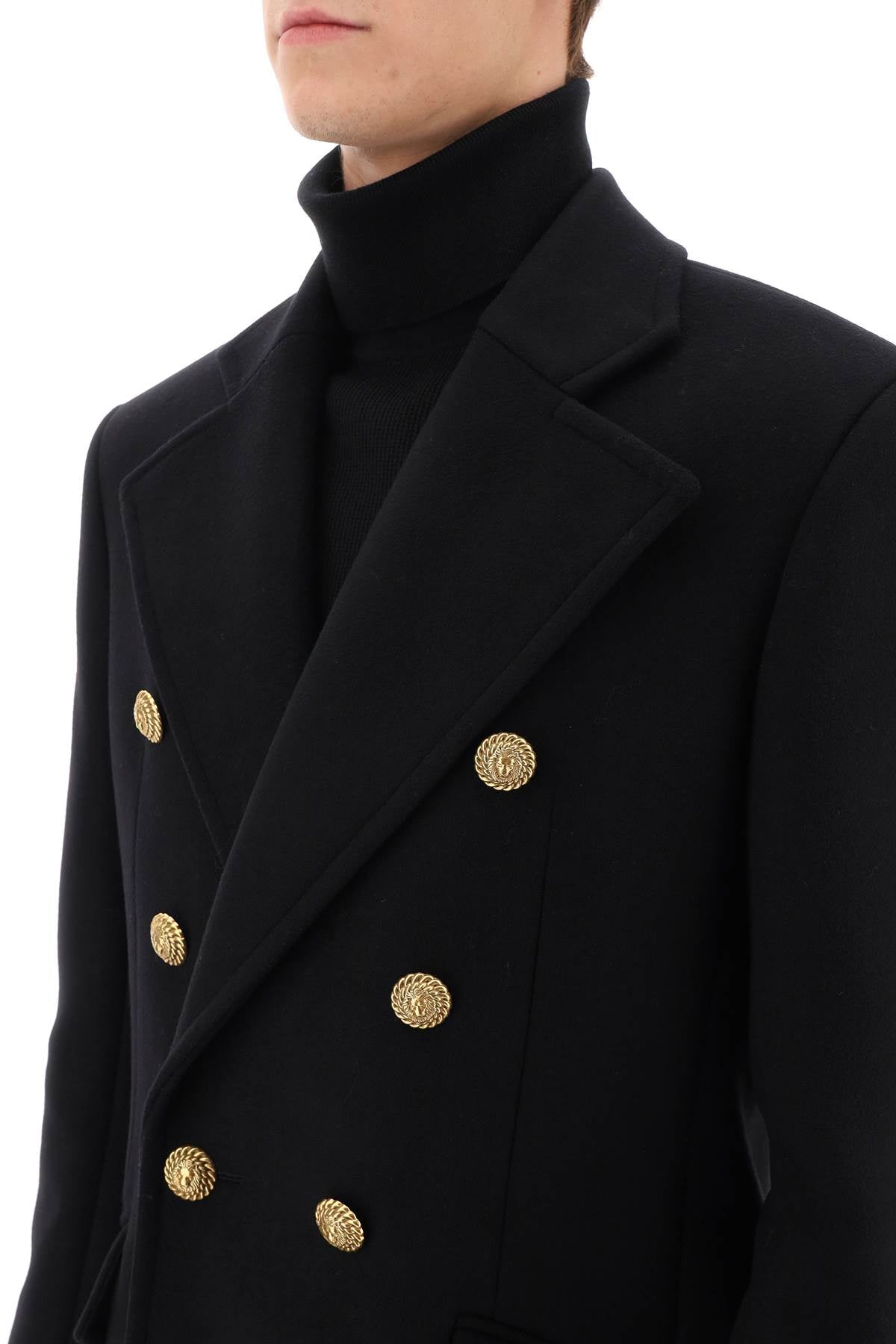 Balmain Double-Breasted Wool Peacoat-Balmain-50-Urbanheer