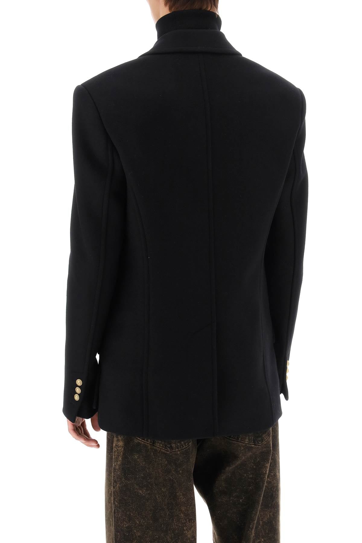 Balmain Double-Breasted Wool Peacoat-Balmain-50-Urbanheer