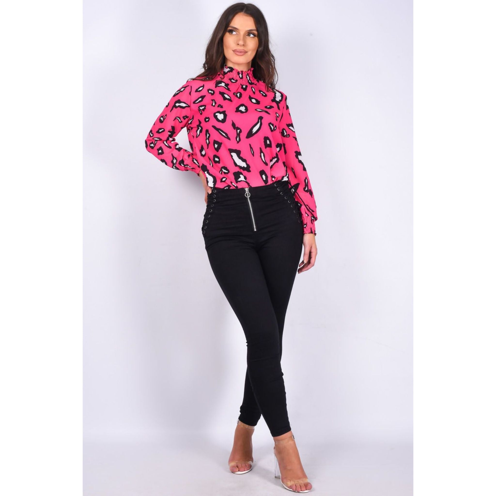 Black Denim Lace Up Detail Zip Front Skinny Jean-Azure Theseus-10-Urbanheer