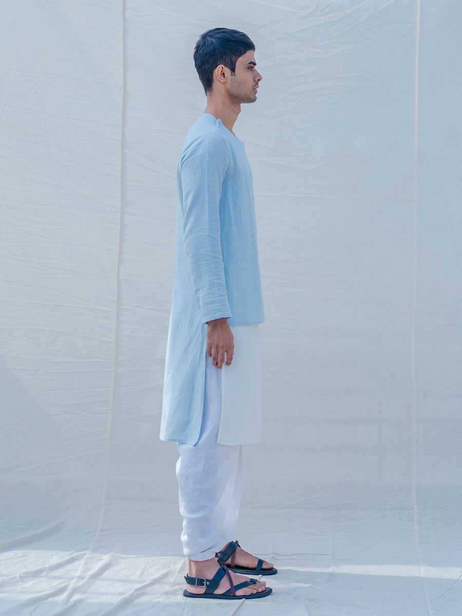 Cotton X Linen Blue Sky Kurta-Bohame-XS-Mint Blue and White-5' - 5'3"-Urbanheer