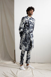 Tycen - Tie & Dye Indo Western Pleated Achkan Jacket Set-Bandgala-Bohame-XS-5"-5'4"-Urbanheer