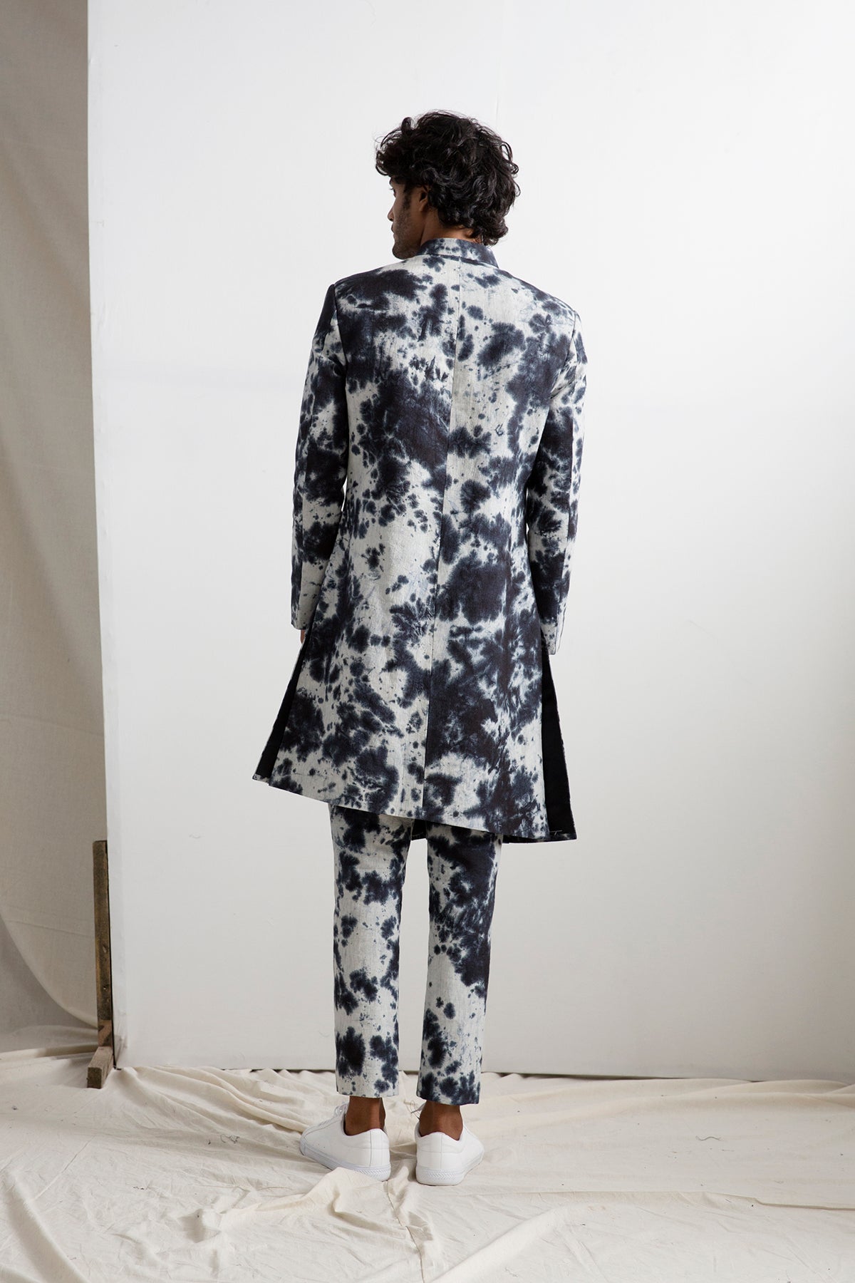 Tycen - Tie & Dye Indo Western Pleated Achkan Jacket Set-Bandgala-Bohame-XS-5"-5'4"-Urbanheer