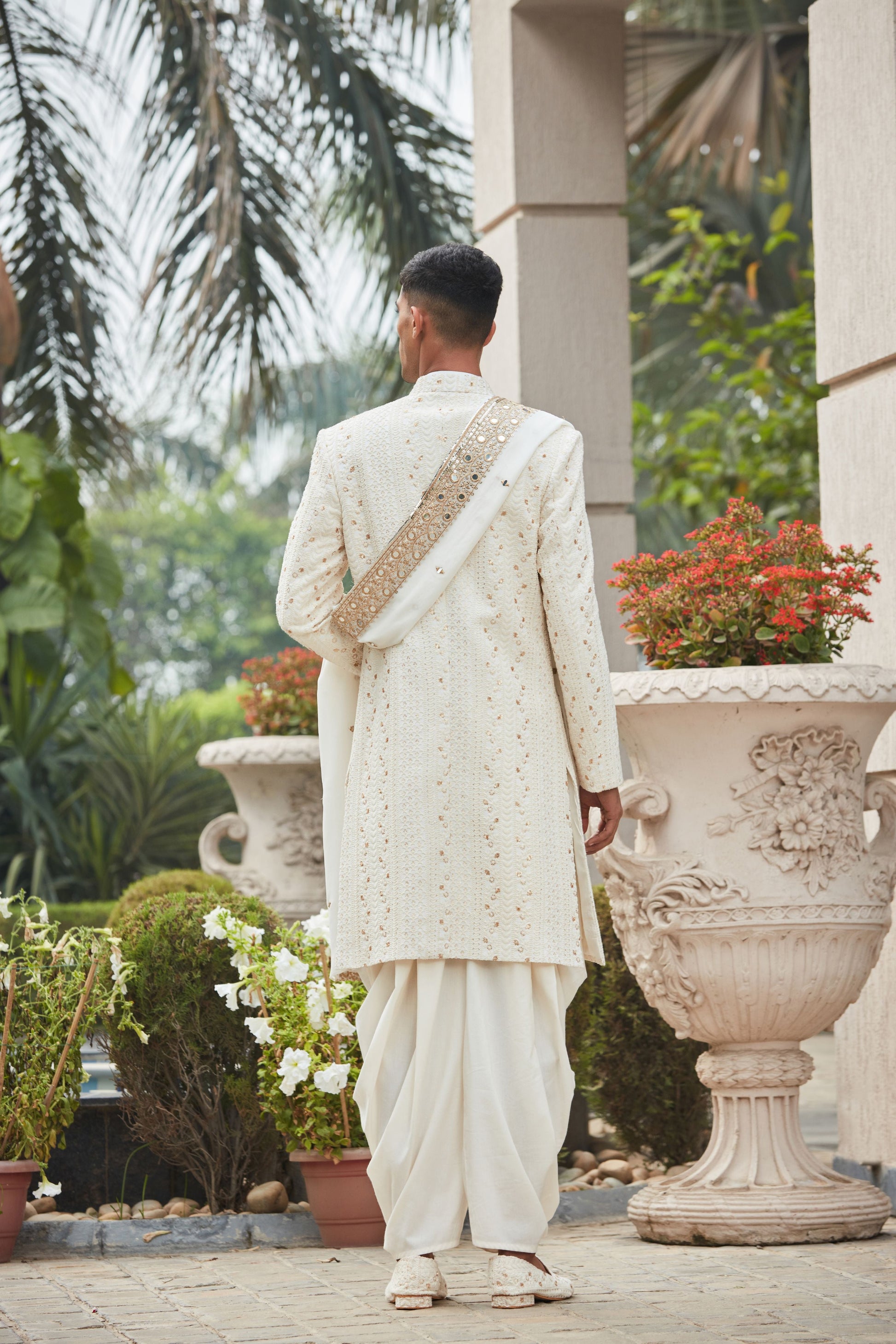 Rudra - Chikankari Achkan Jacket Set-Bohame-XS-5'-5'4"-Off White-Urbanheer
